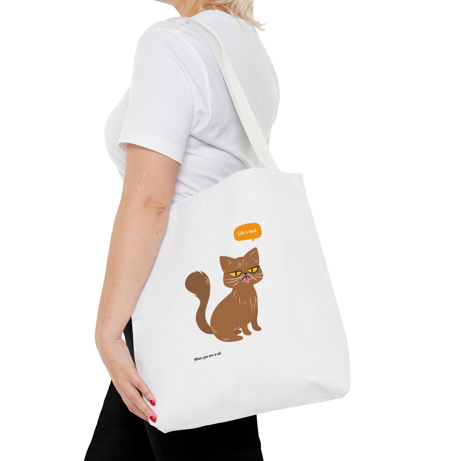 Life Is Hard Grumpy Cat Funny Sarcastic Attitude Design - Tote Bag - Image 8