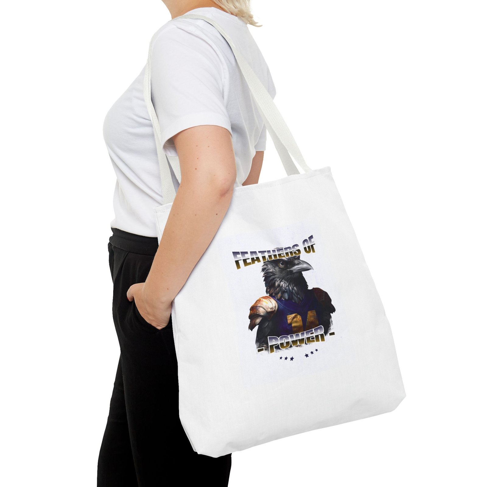 Feathers of Power Raven Warrior Bold Tribal Artwork - Tote Bag - Image 12