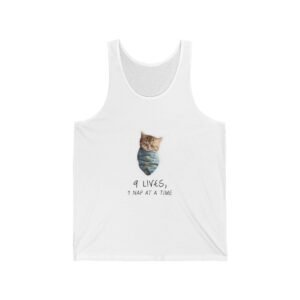 Cute Cat Illustration with "Lives Nap at a Time" Sleepy Theme - Tank Top