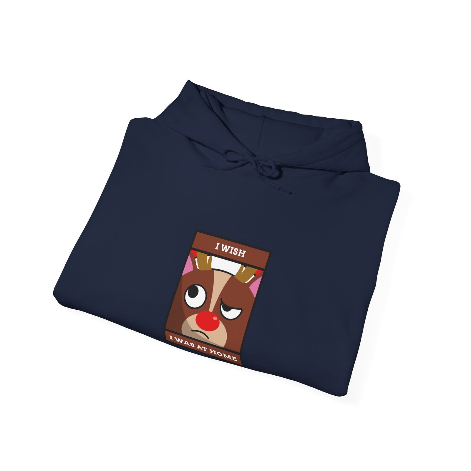 I Wish I Was At Home Grumpy Reindeer Holiday Design - Hoodie - Image 12