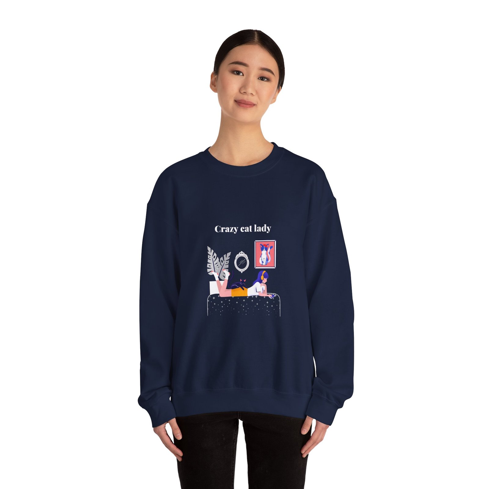 Crazy Cat Lady Relaxed Cat Illustration with Whimsical Charm - Sweatshirt - Image 12