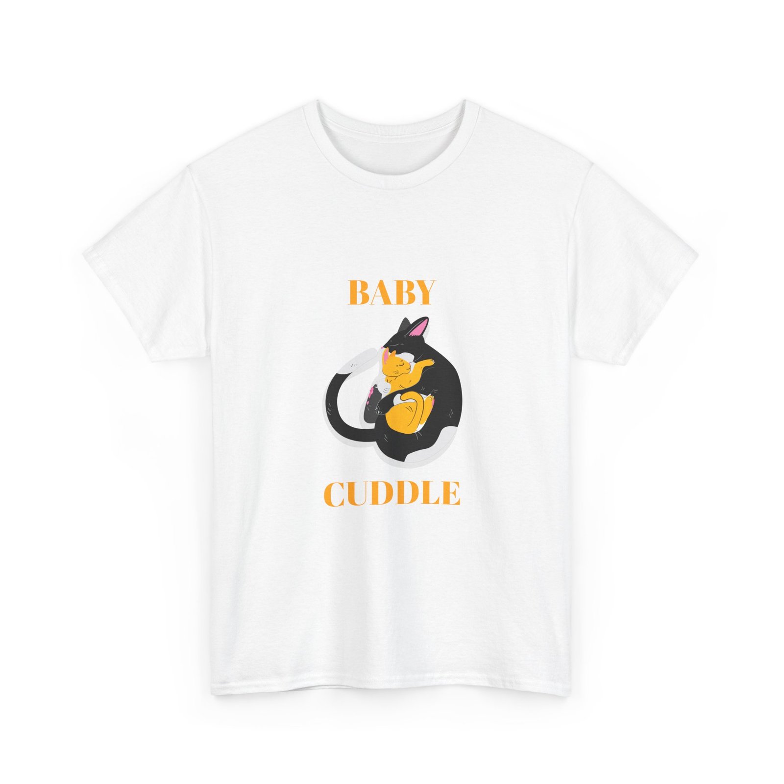 Adorable Baby Cuddling a Cozy Cat Illustration - T-shirt - Image 3