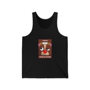 I Wish I Was At Home Grumpy Reindeer Holiday Design - Tank Top