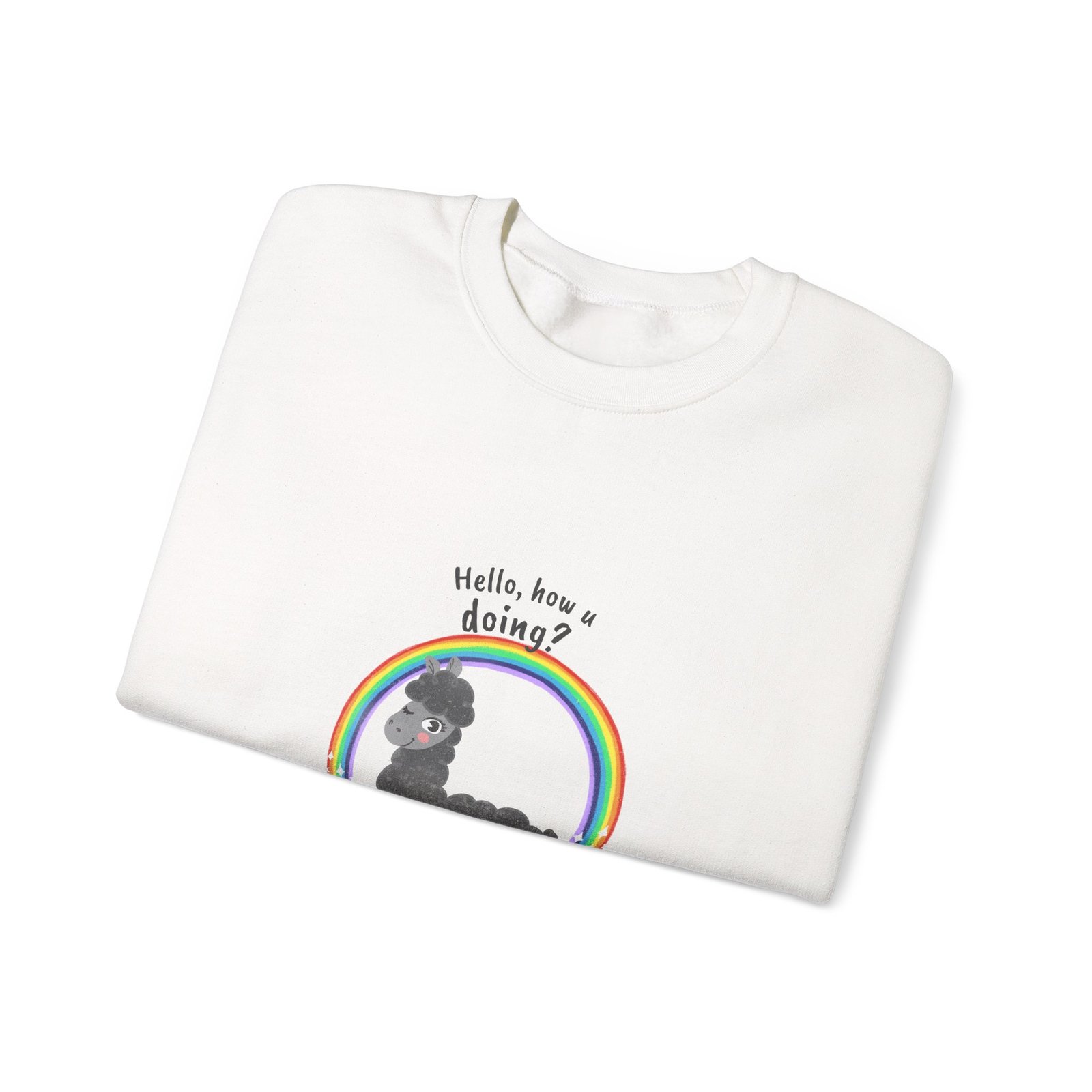 Cute Friendly Alpaca Saying Hello How U Doing Design - Sweatshirt - Image 3