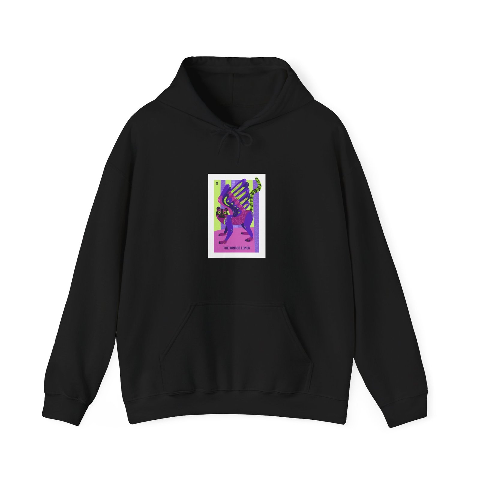 Colorful Winged Lemur Artistic Illustration - Hoodie