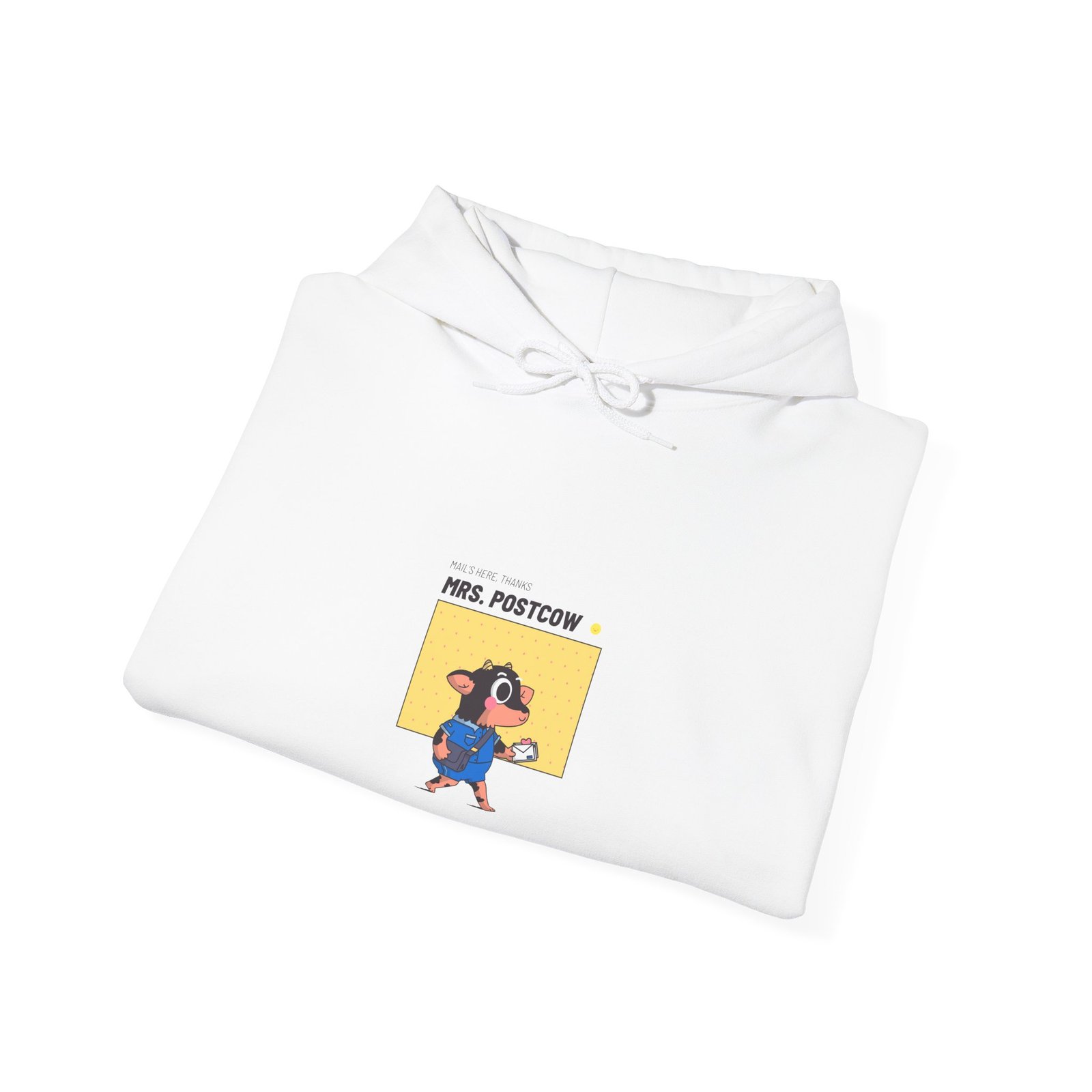 Mrs. Postcow Funny Cartoon Cow with Postal Theme - Hoodie - Image 4