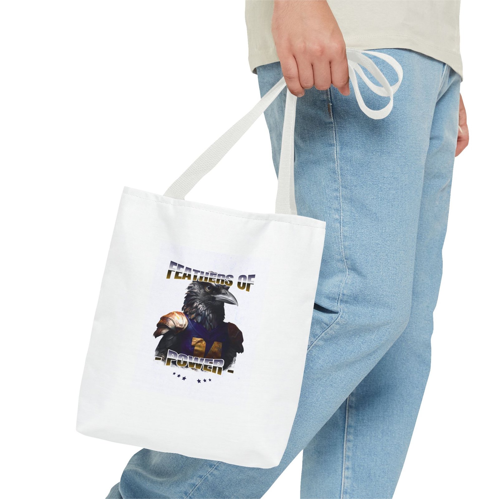 Feathers of Power Raven Warrior Bold Tribal Artwork - Tote Bag - Image 3