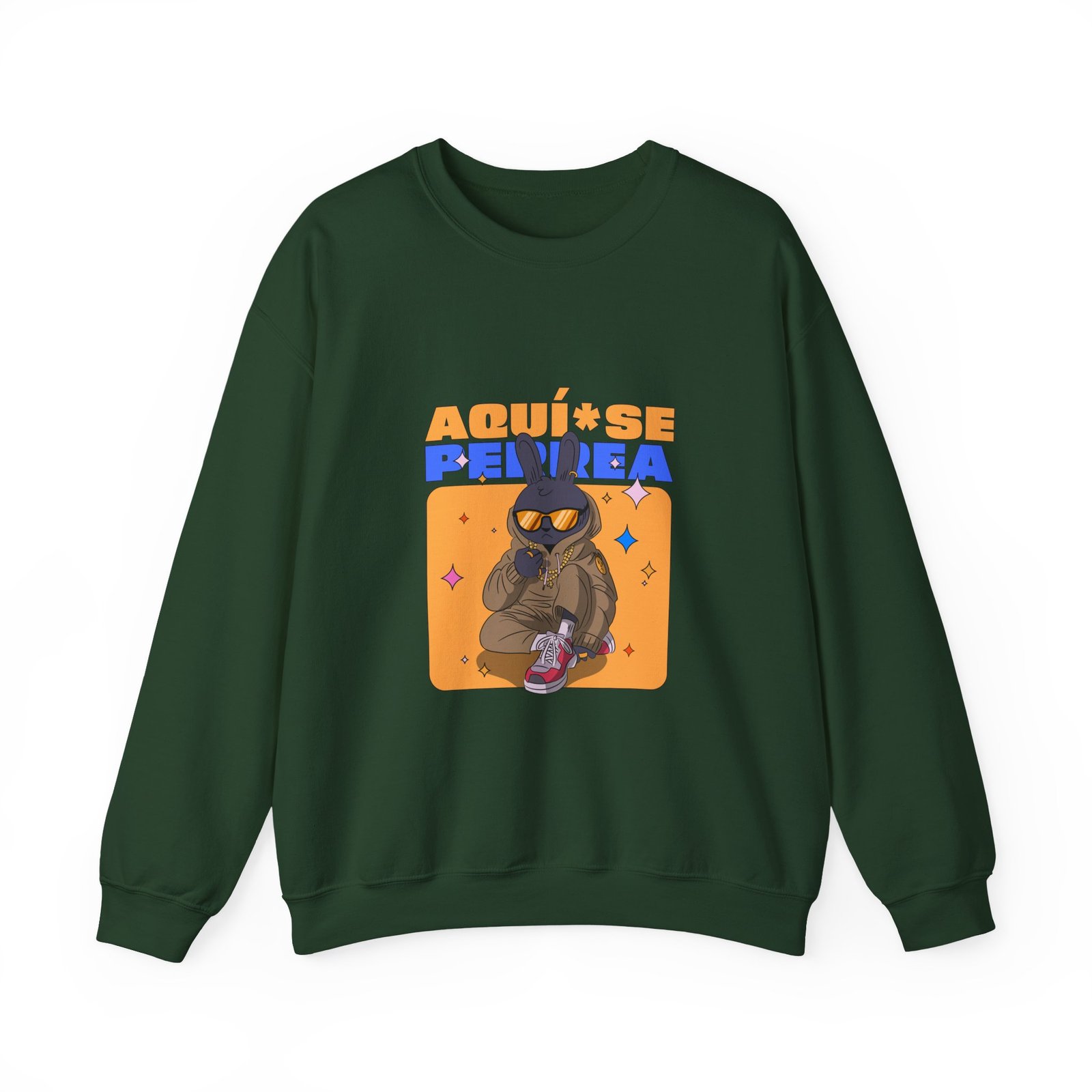 AQUÍ SE PERREA Bunny Urban Streetwear Graphic Design - Sweatshirt - Image 5