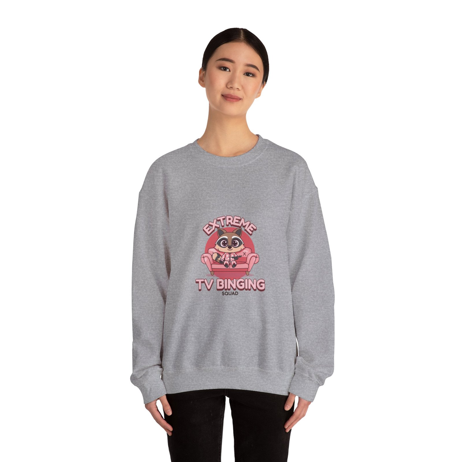Extreme TV Binging Squad Raccoon Gamer Graphic - Sweatshirt - Image 12