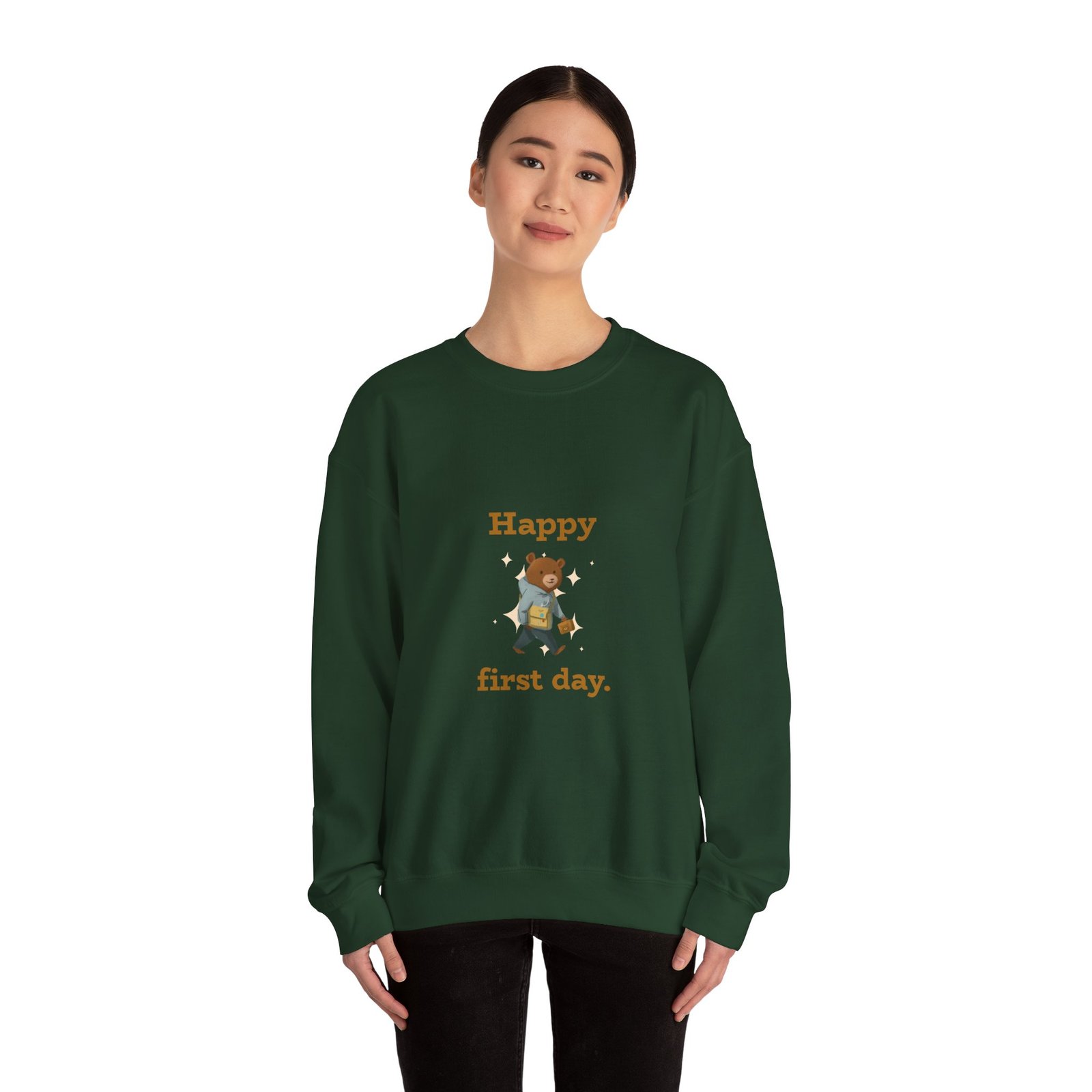 Cheerful Bear Celebrating Happy First Day Design - Sweatshirt - Image 8