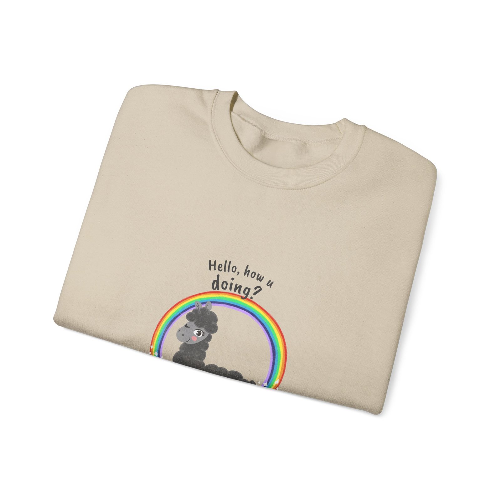 Cute Friendly Alpaca Saying Hello How U Doing Design - Sweatshirt - Image 7