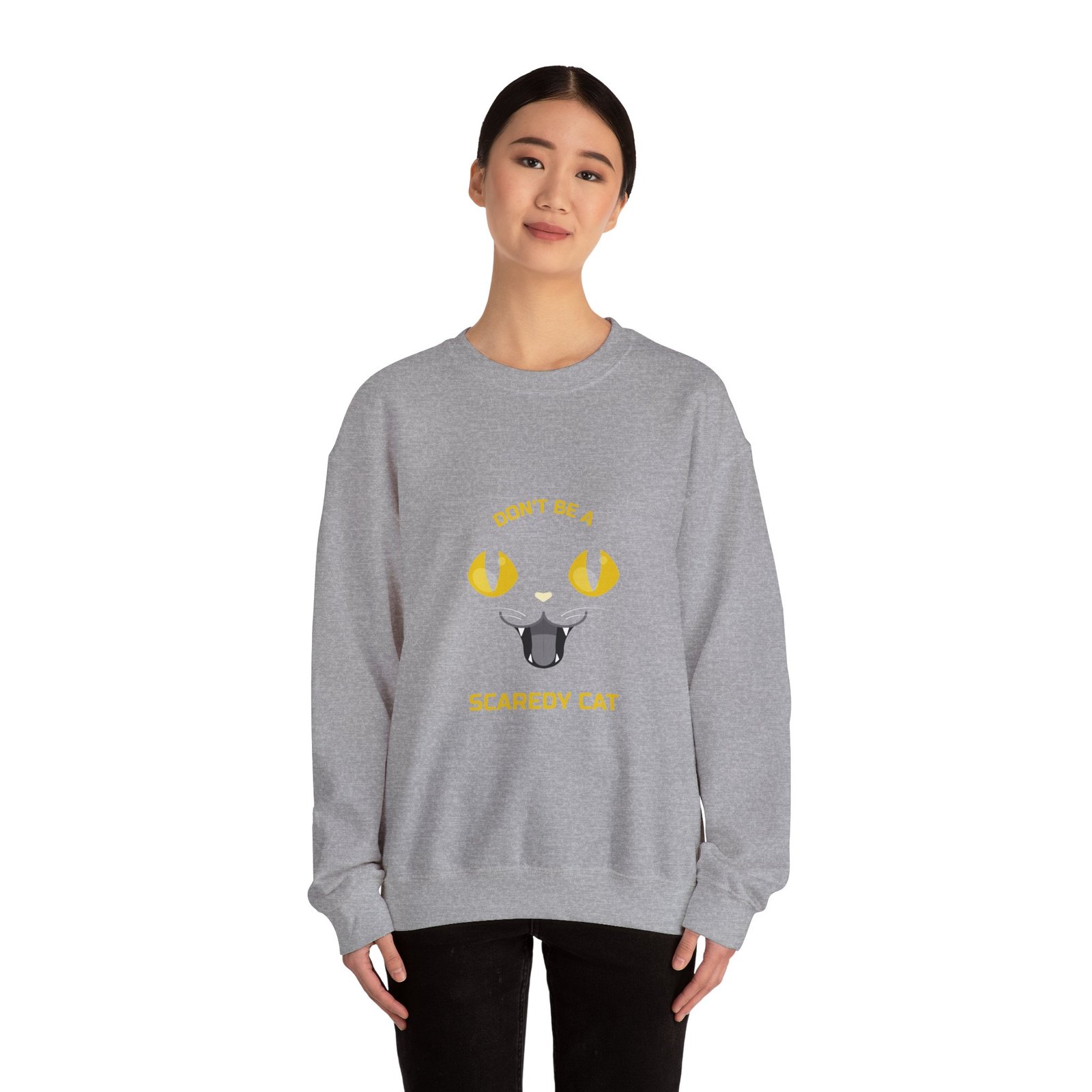 Funny Don’t Be a Scaredy Cat Cat Teasing Cartoon Design - Sweatshirt - Image 12