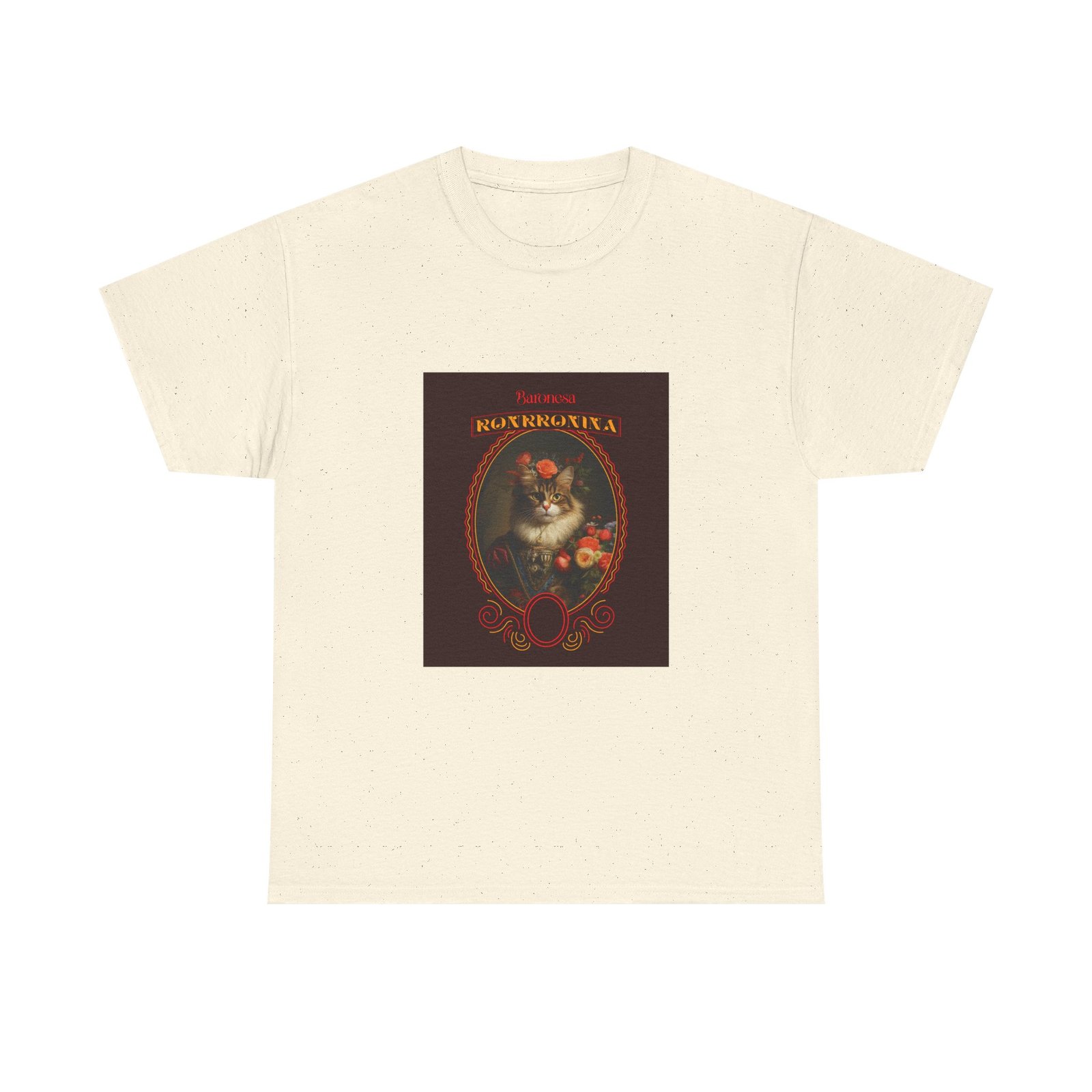 Baronessa Murronika Vintage Cat Illustration with Elegant Flair - T-shirt - Image 5