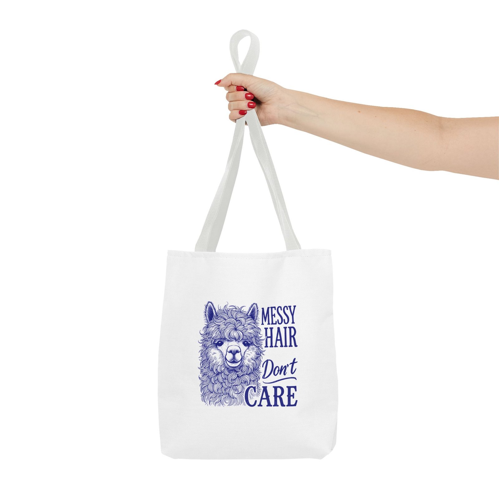 Cute Blue Llama with Messy Hair Graphic Design - Tote Bag - Image 4