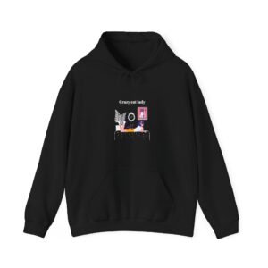 Crazy Cat Lady Relaxed Cat Illustration with Whimsical Charm - Hoodie