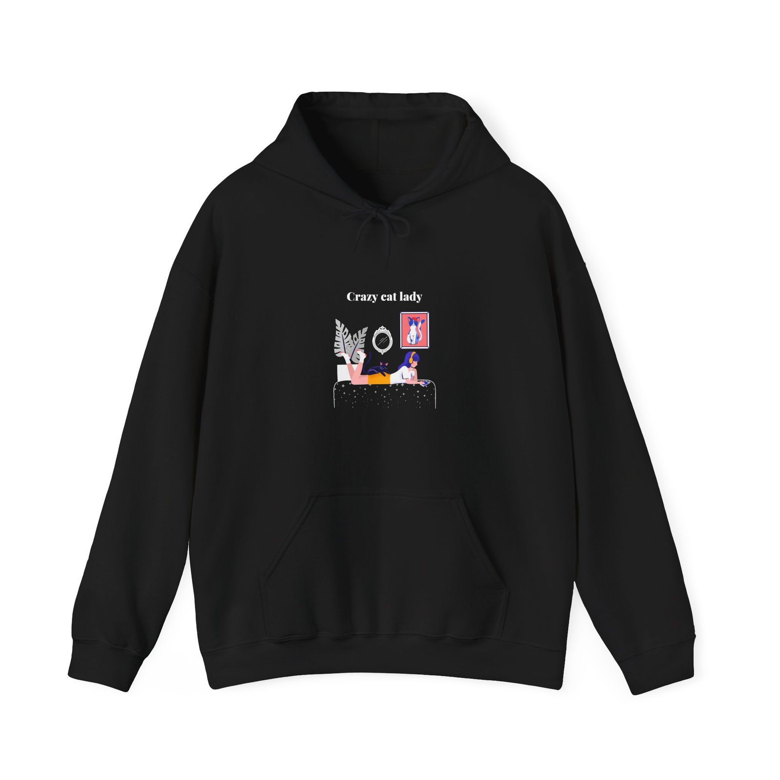 Crazy Cat Lady Relaxed Cat Illustration with Whimsical Charm - Hoodie