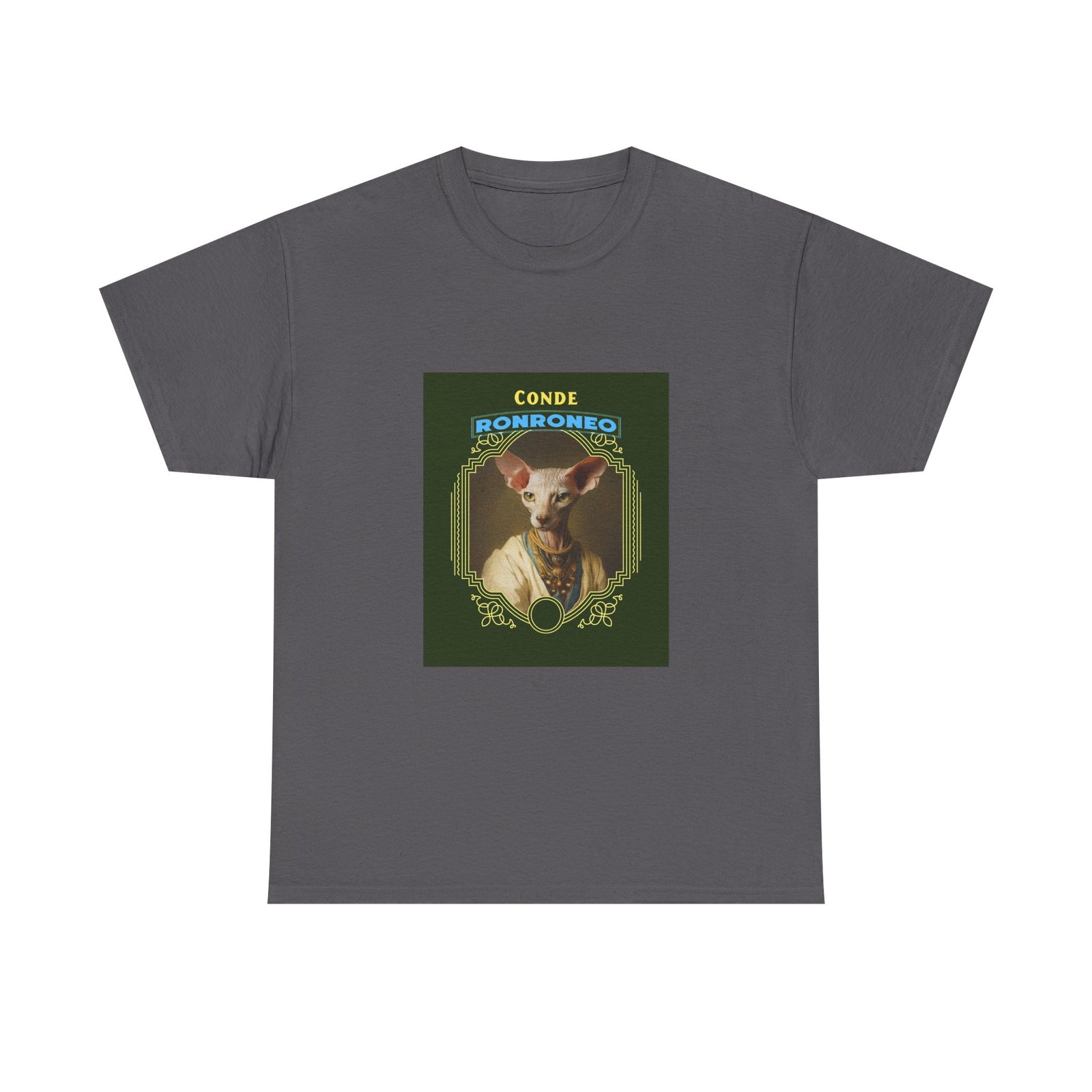 CONDE RONRONEO Sphynx Cat Noble Artistic Illustration - T-shirt - Image 5