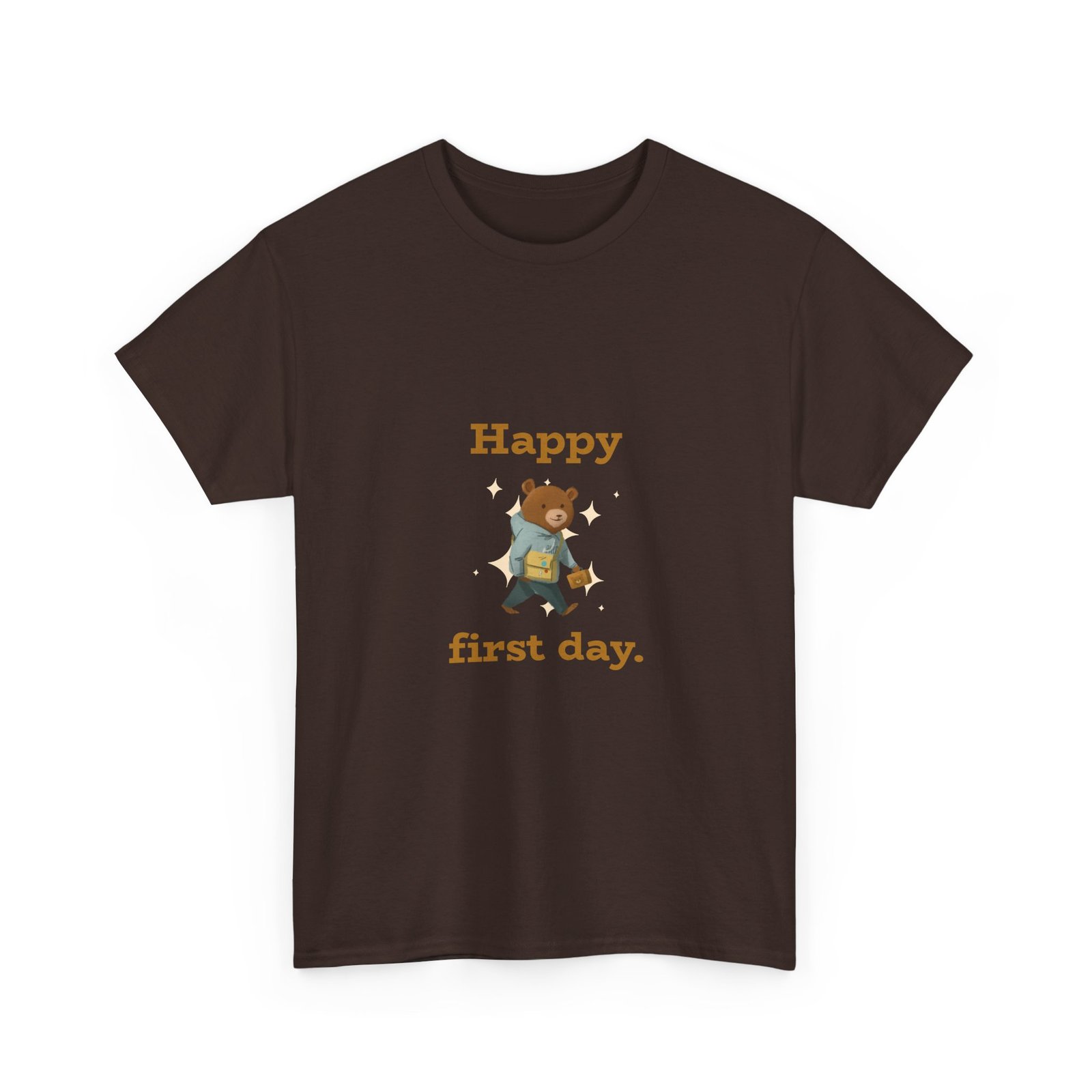 Cheerful Bear Celebrating Happy First Day Design - T-shirt - Image 3