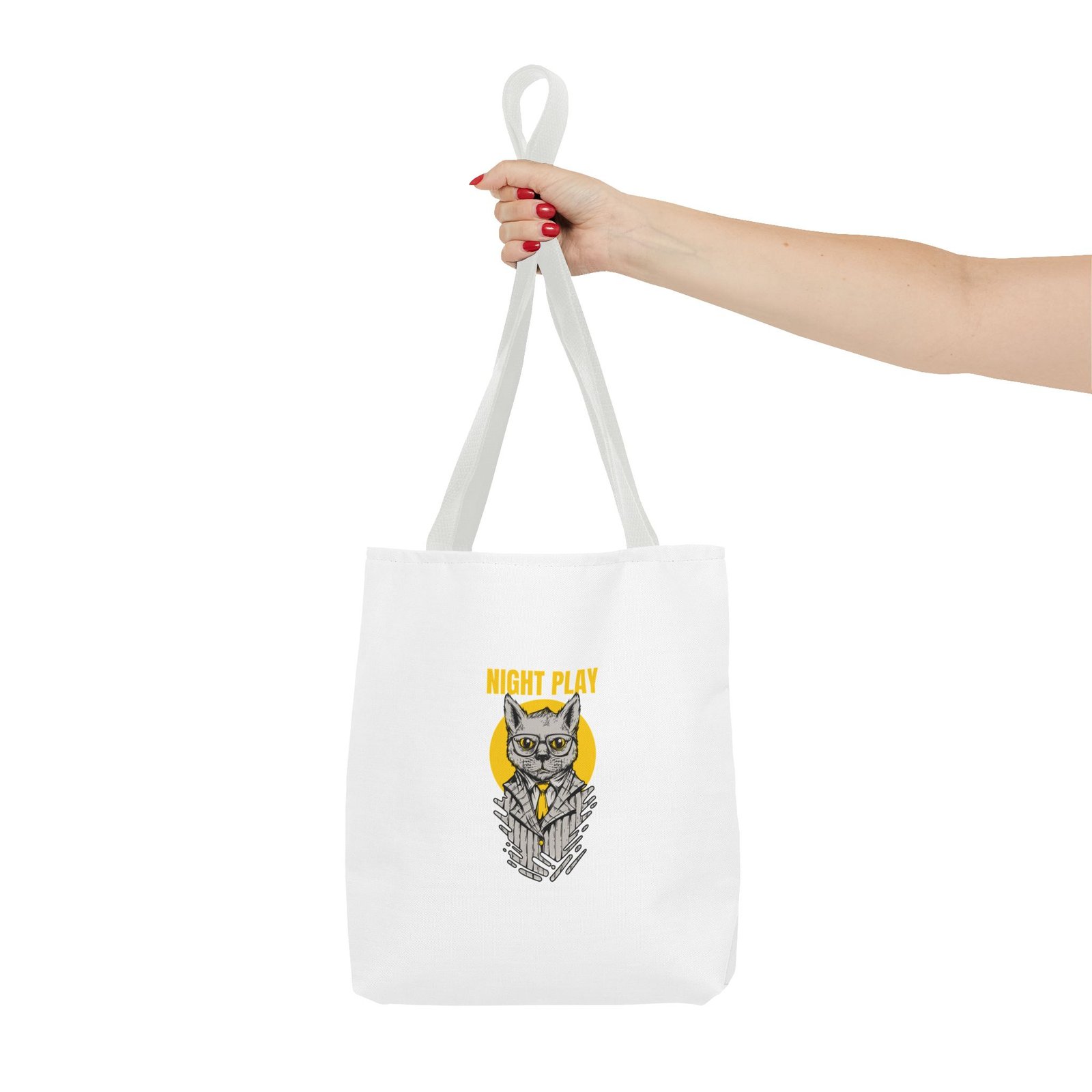 Mysterious Cat Silhouette Playing Under Moonlight - Tote Bag - Image 4
