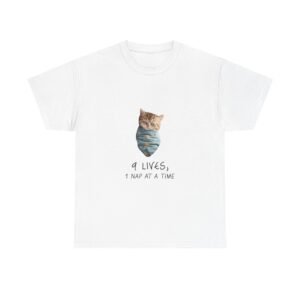 Cute Cat Illustration with "Lives Nap at a Time" Sleepy Theme - T-shirt