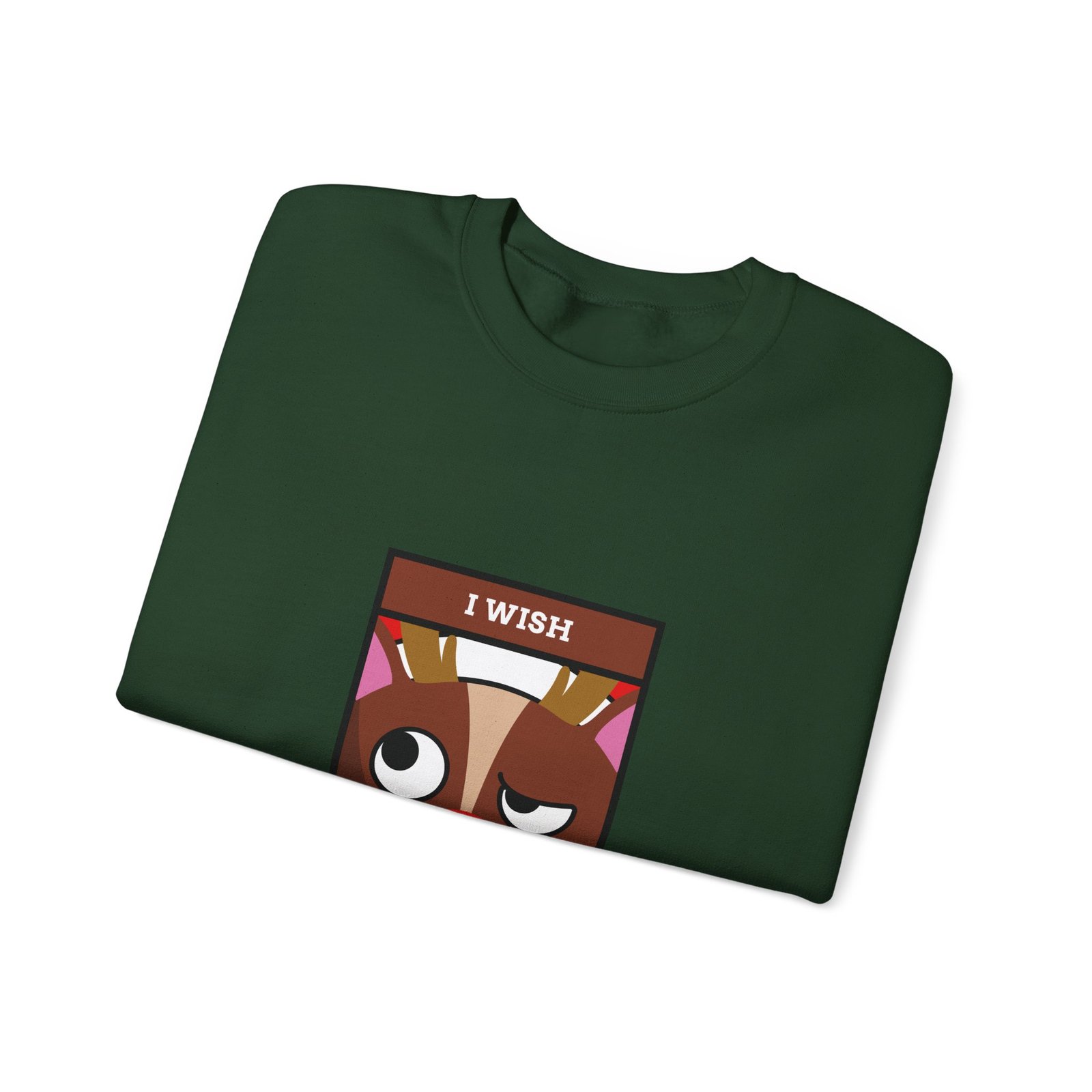 I Wish I Was At Home Grumpy Reindeer Holiday Design - Sweatshirt - Image 7