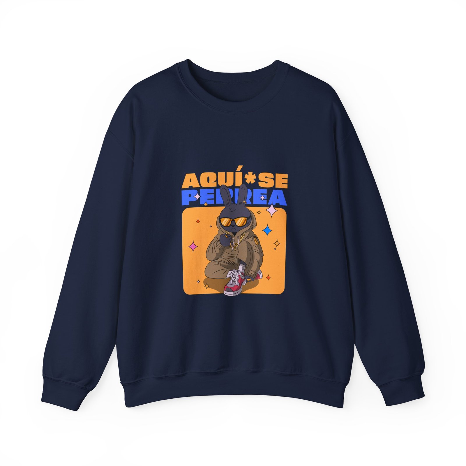 AQUÍ SE PERREA Bunny Urban Streetwear Graphic Design - Sweatshirt - Image 9