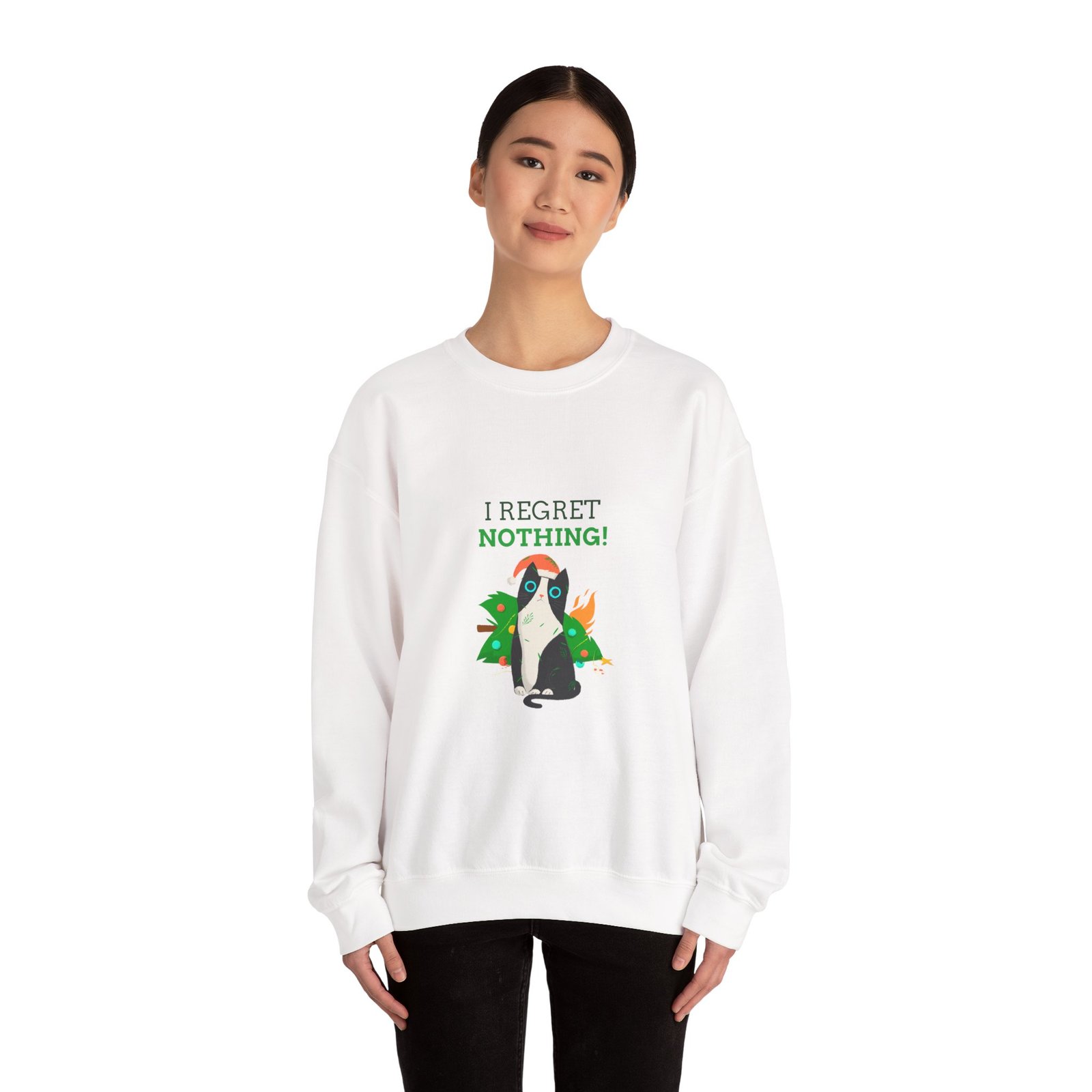 No Regrets Dog with Bold Typography and Playful Expression - Sweatshirt - Image 4