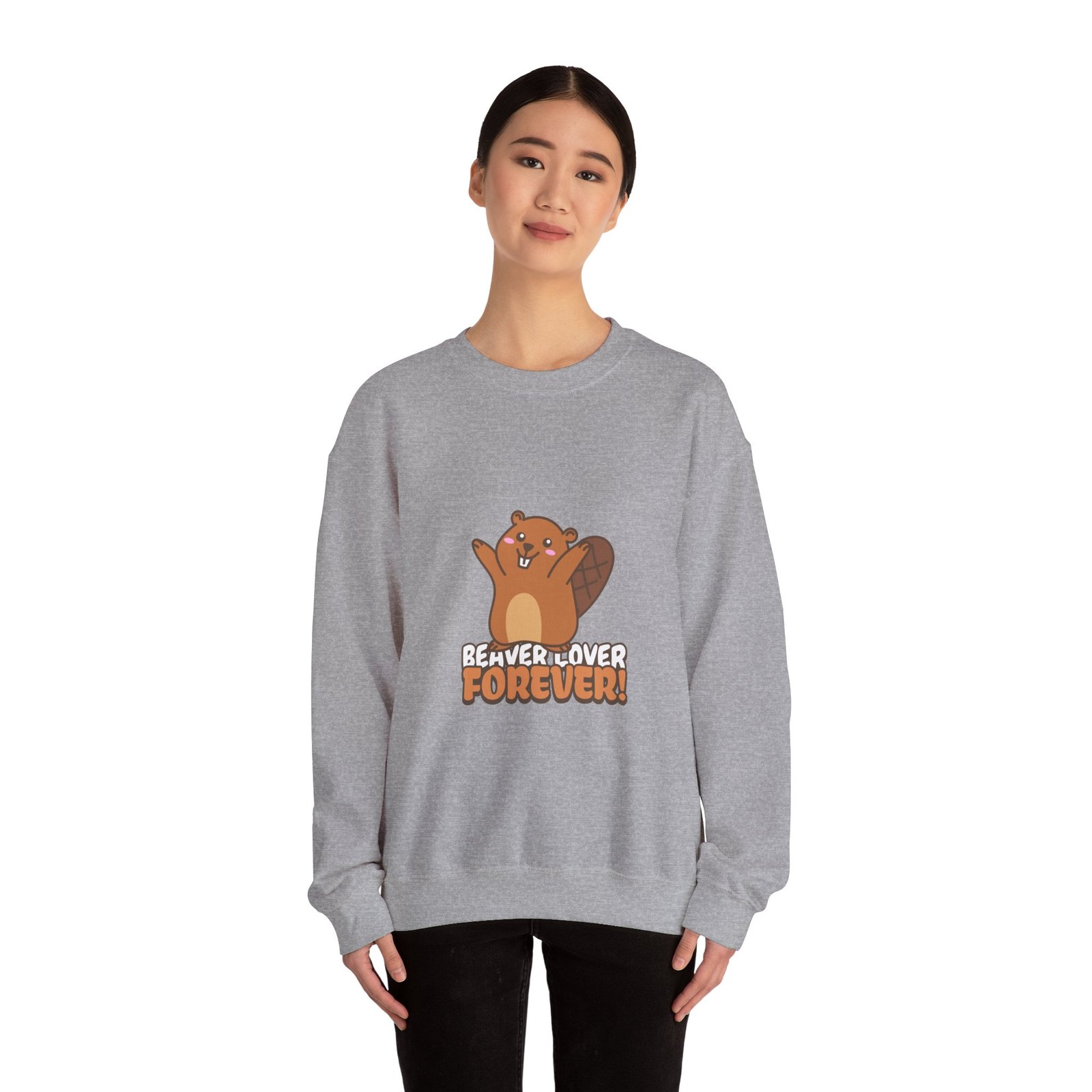 Beaver Lover Forever Happy Cute Cartoon Beaver Design - Sweatshirt - Image 12