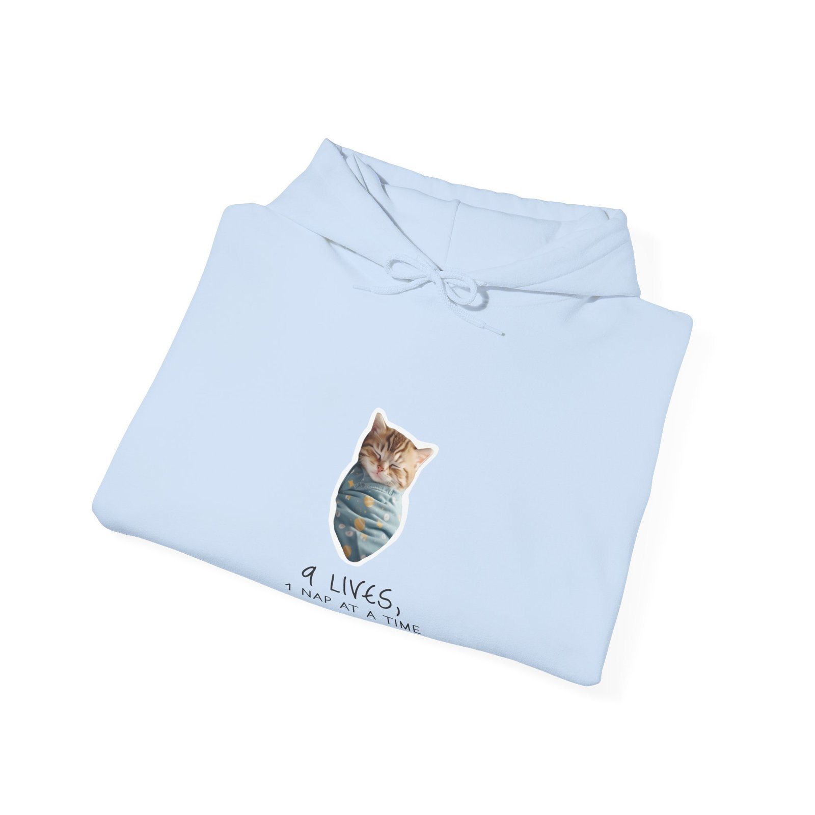 Cute Cat Illustration with "Lives Nap at a Time" Sleepy Theme - Hoodie - Image 12