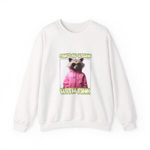 Stylish Pink Raccoon Illustration with Chic Vibes - Sweatshirt