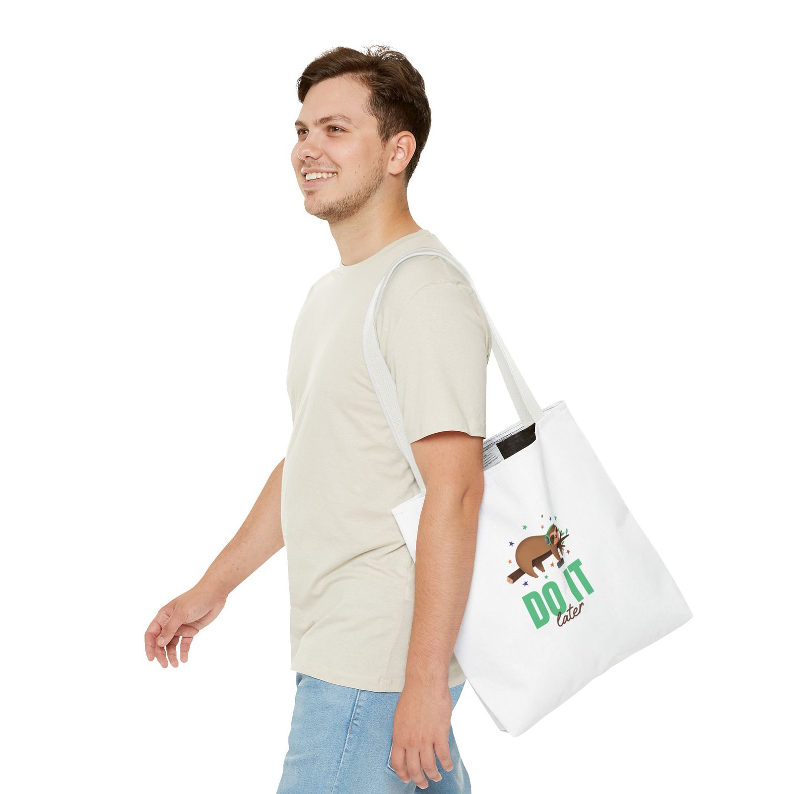 Do It Later Sloth Lazy Cartoon Illustration - Tote Bag - Image 7