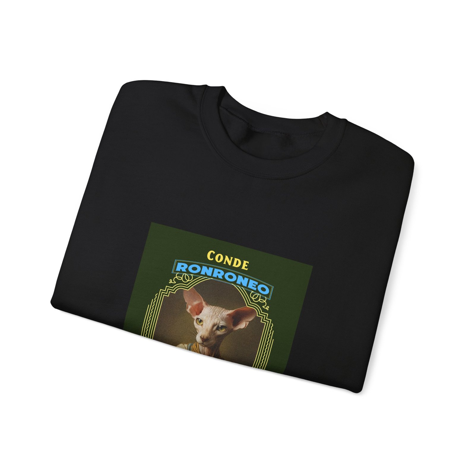 CONDE RONRONEO Sphynx Cat Noble Artistic Illustration - Sweatshirt - Image 3
