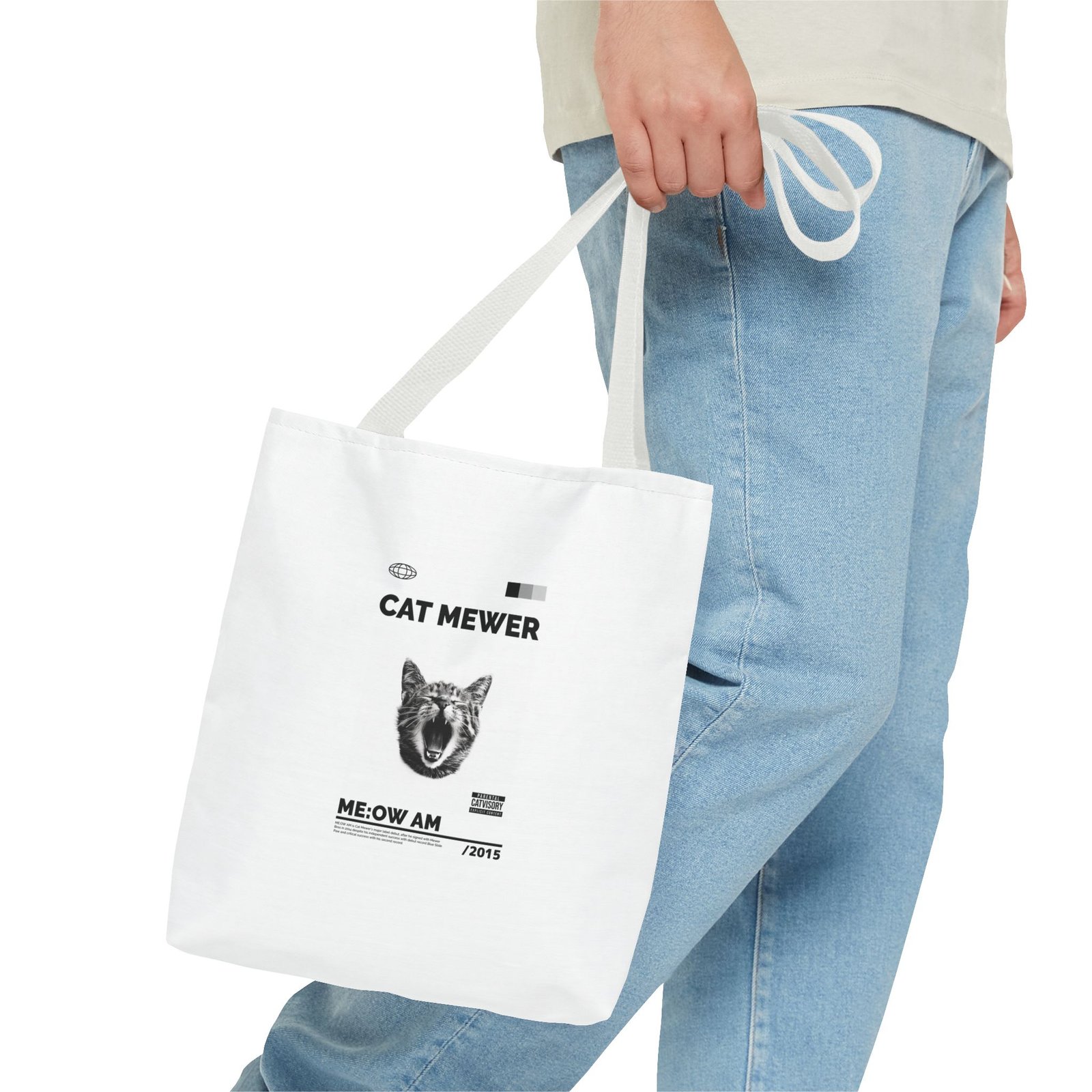 Cat Mewer Screaming Feline Illustration with Expressive Pose - Tote Bag - Image 3