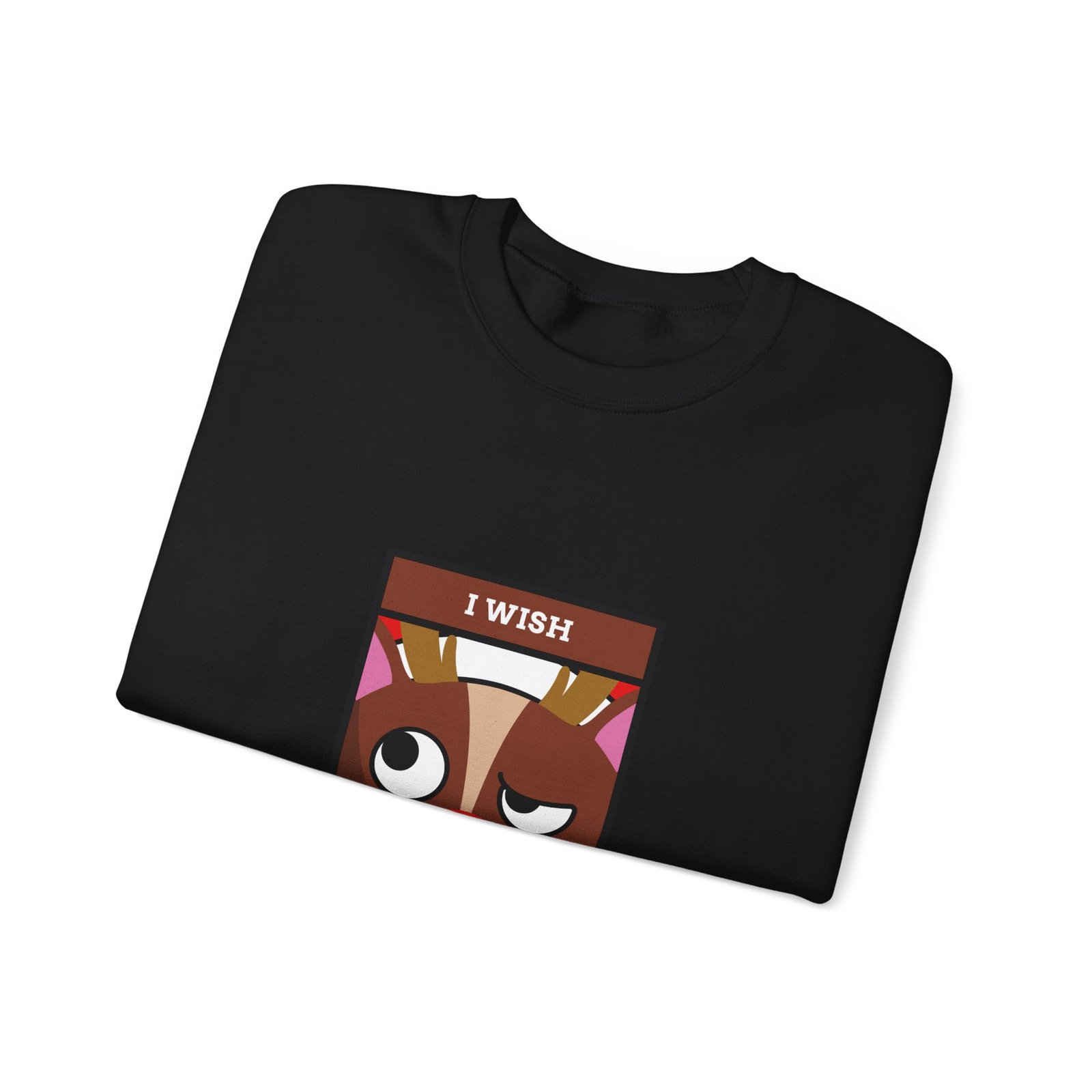 I Wish I Was At Home Grumpy Reindeer Holiday Design - Sweatshirt - Image 3