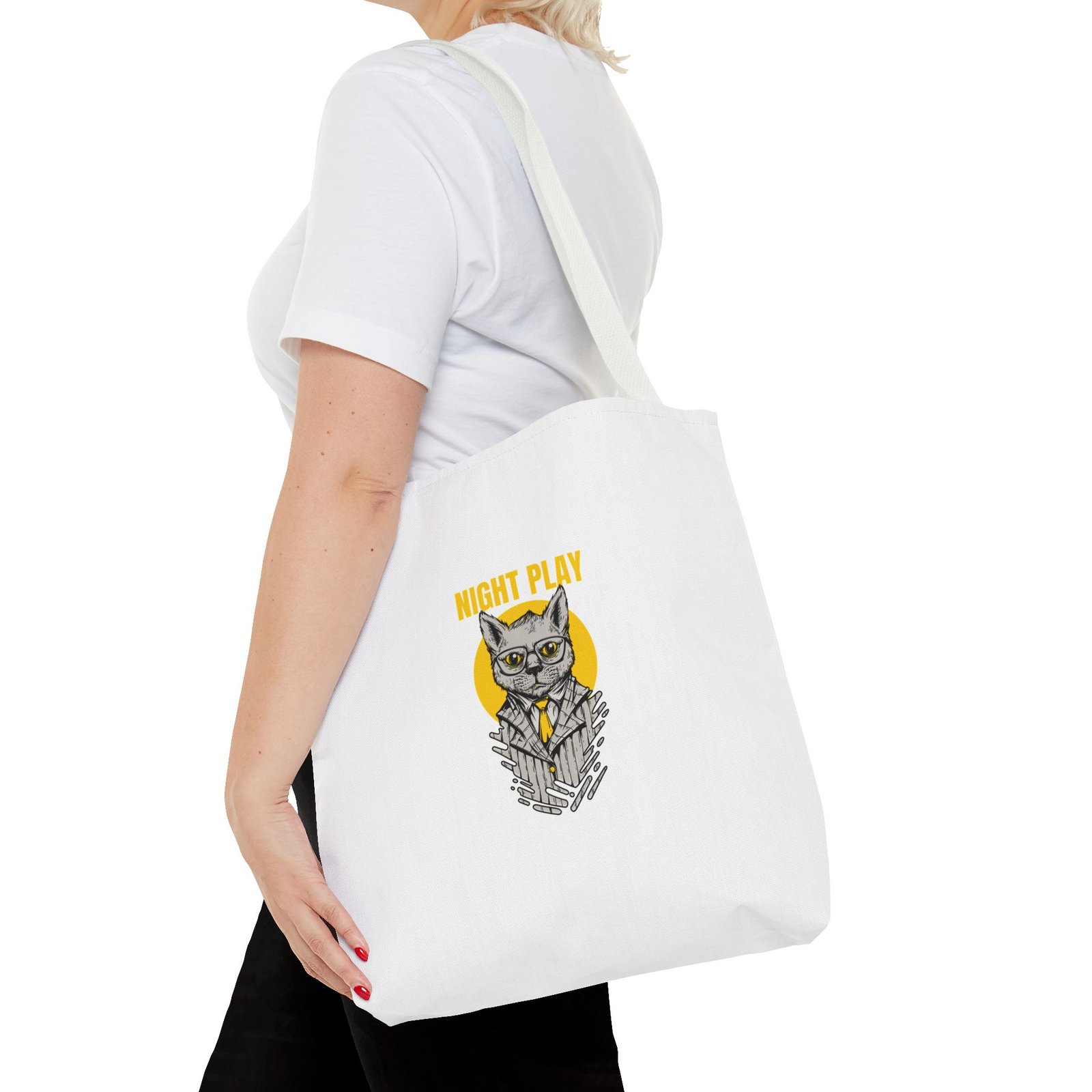 Mysterious Cat Silhouette Playing Under Moonlight - Tote Bag - Image 8
