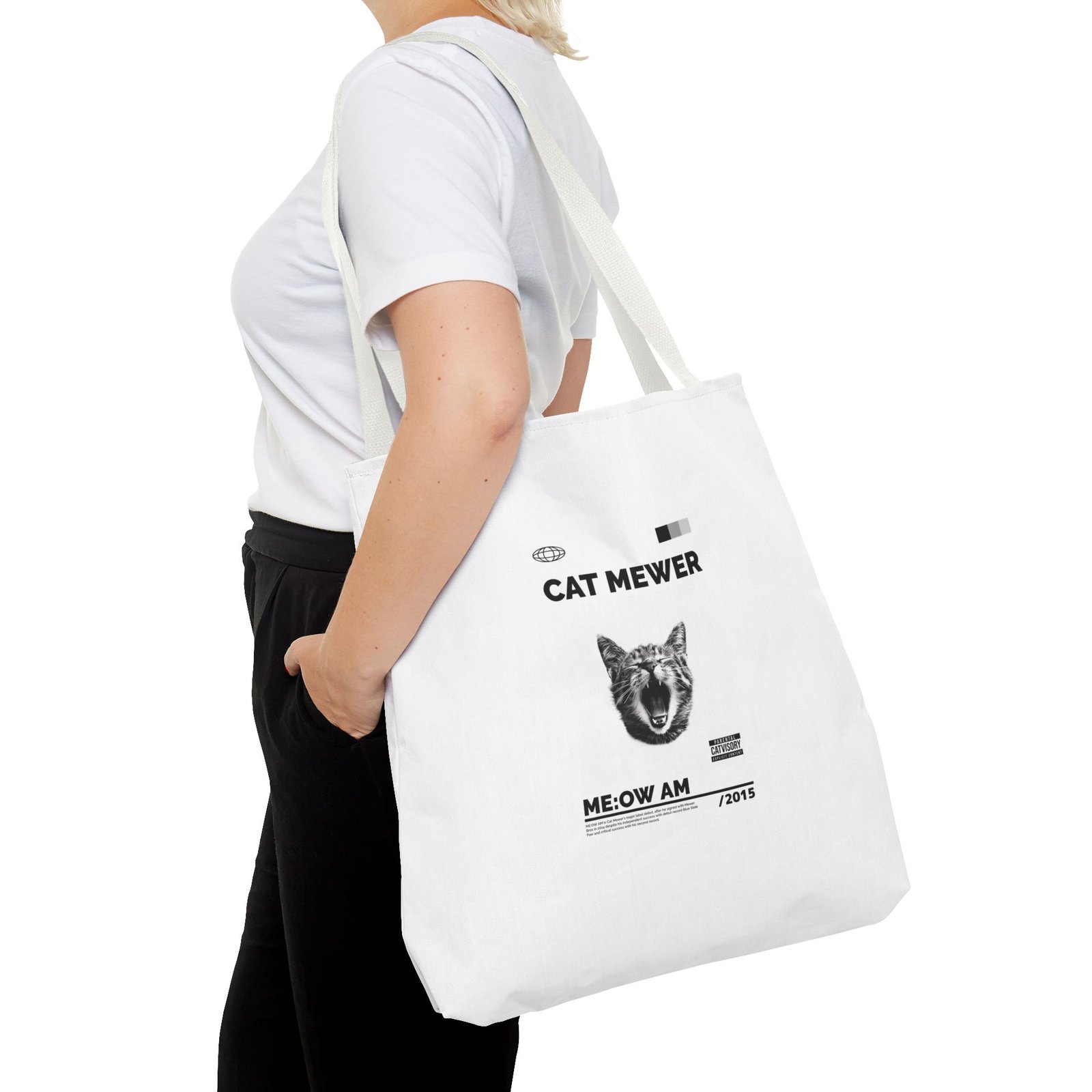 Cat Mewer Screaming Feline Illustration with Expressive Pose - Tote Bag - Image 12