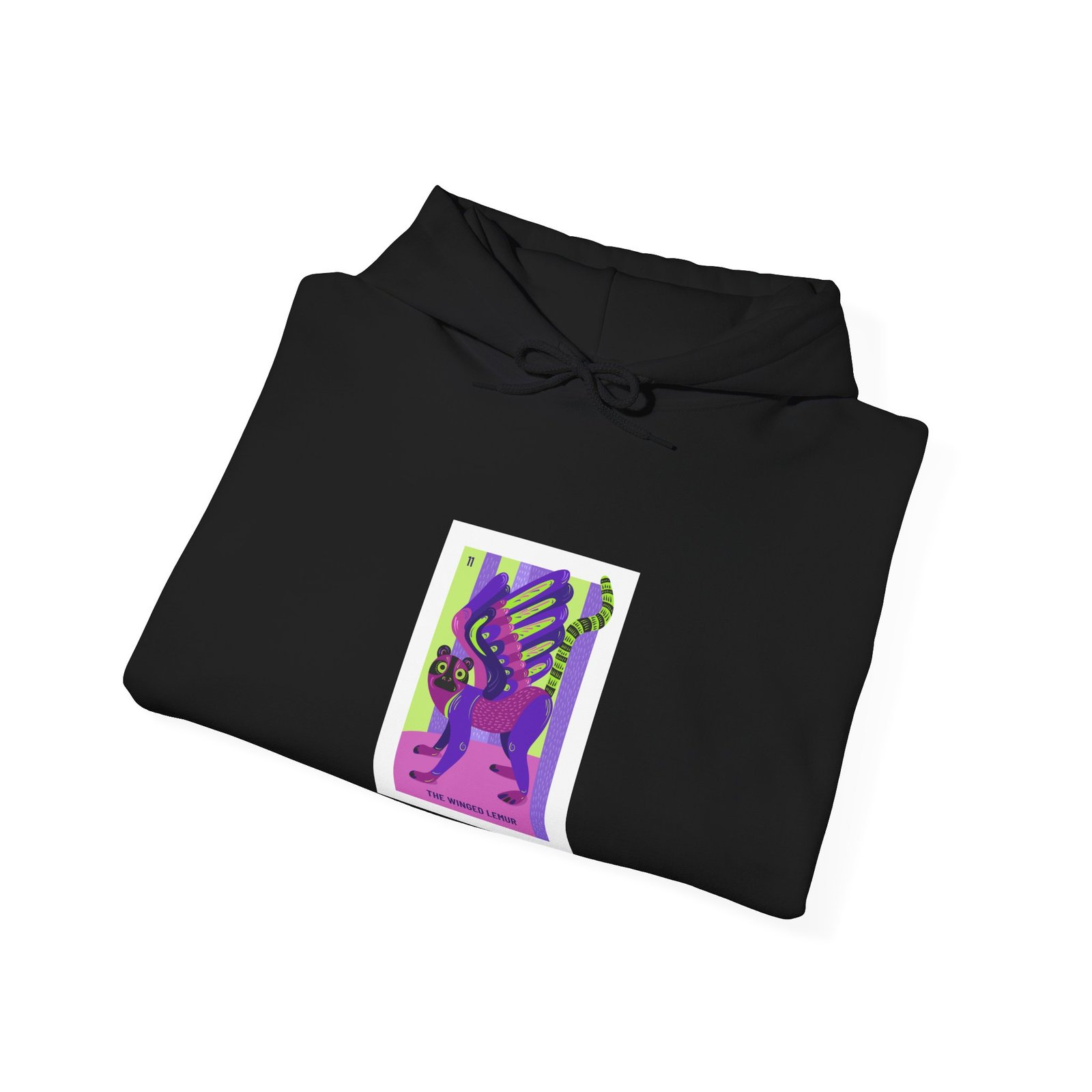 Colorful Winged Lemur Artistic Illustration - Hoodie - Image 4