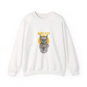 Mysterious Cat Silhouette Playing Under Moonlight - Sweatshirt