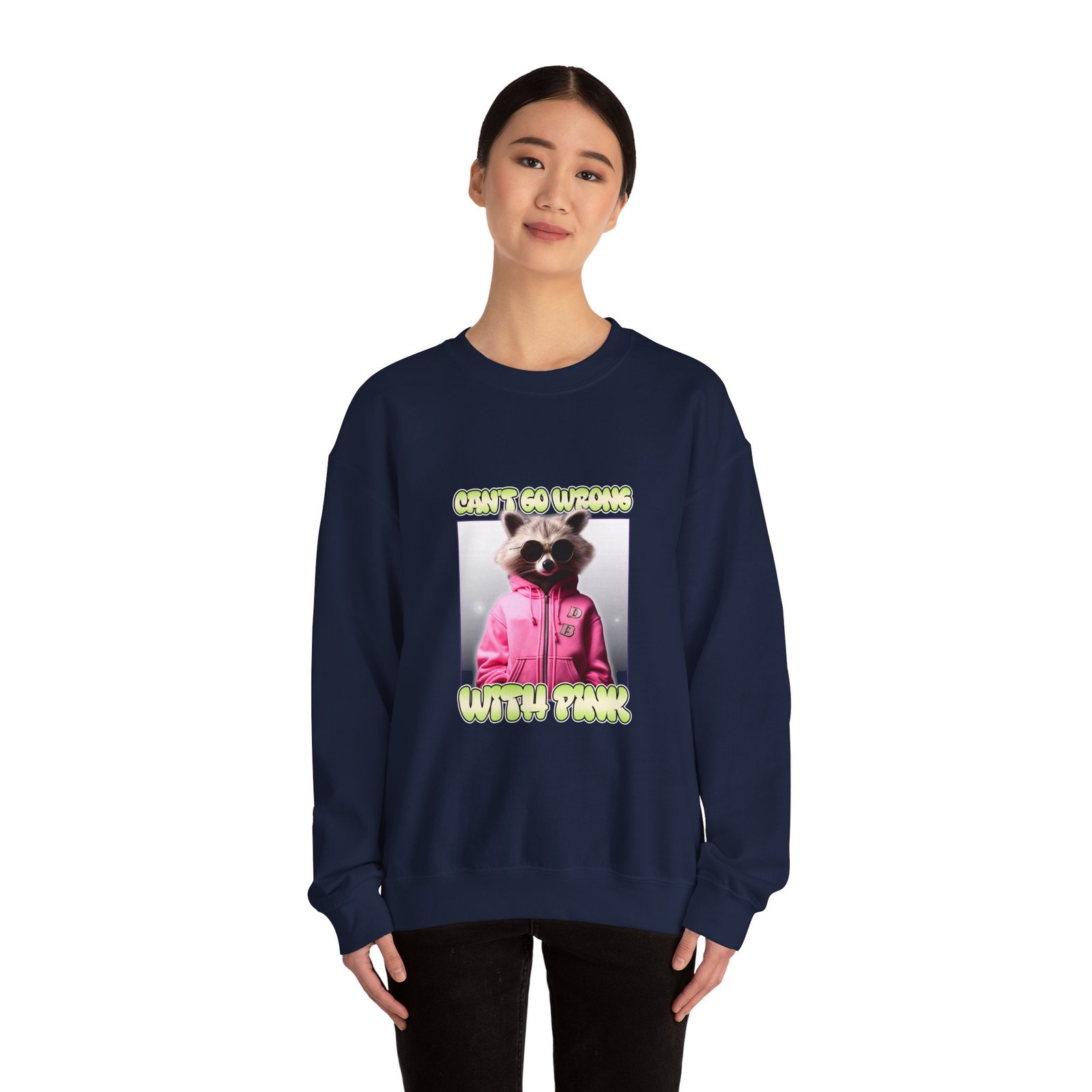 Can't Go Wrong With Pink Raccoon Stylish Graphic Design - Sweatshirt - Image 12