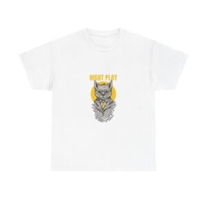 Mysterious Cat Silhouette Playing Under Moonlight - T-shirt