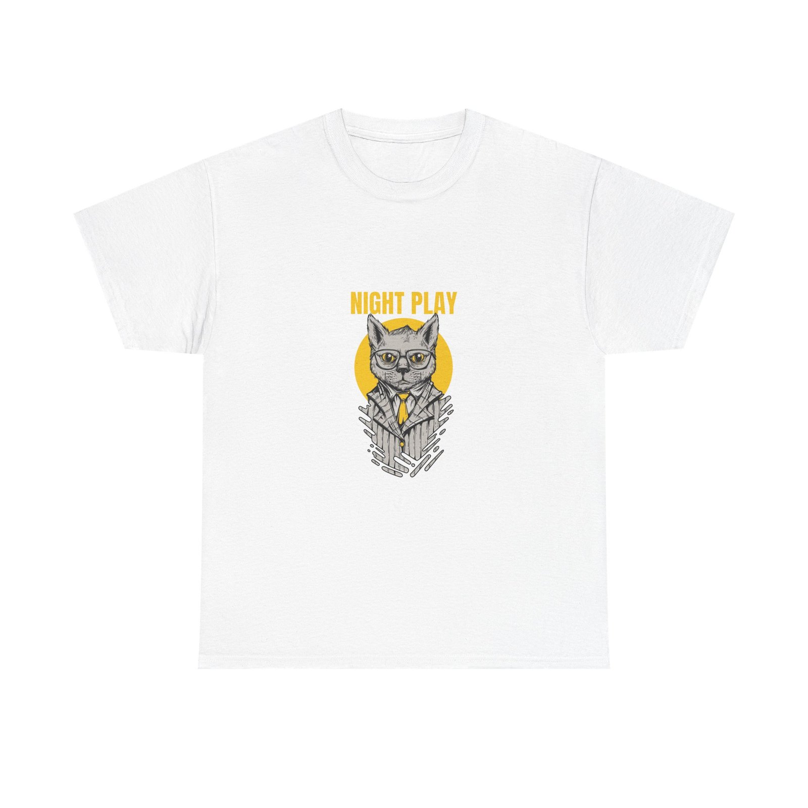 Mysterious Cat Silhouette Playing Under Moonlight - T-shirt