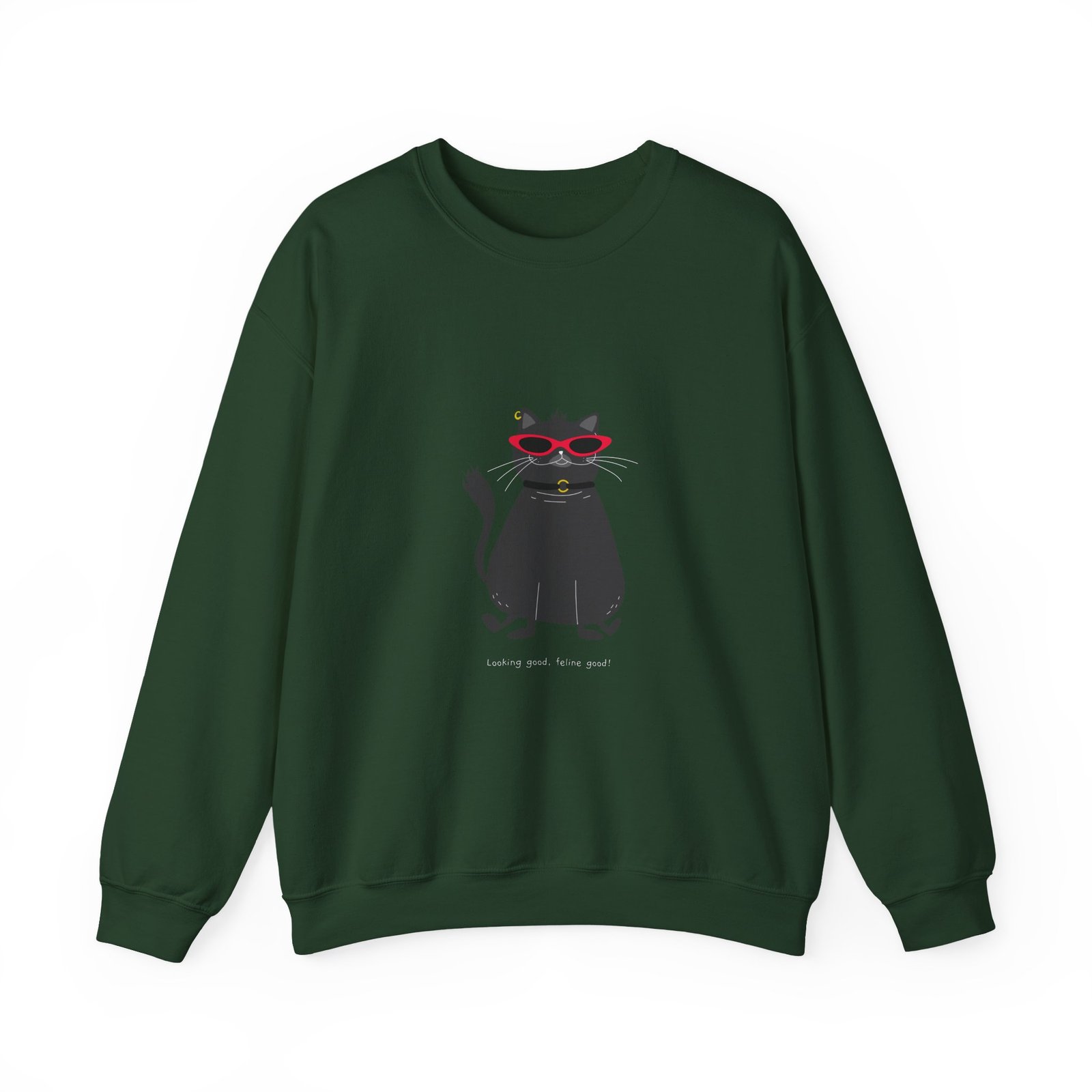 LOOKING GOOD, FELINE GOOD Cat Stylish Typography Design - Sweatshirt - Image 5