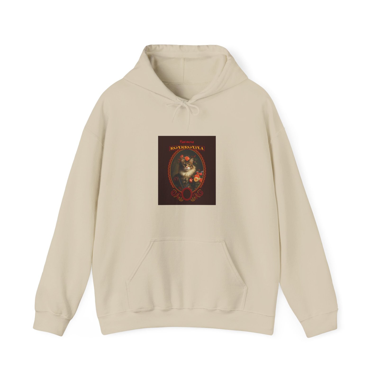 Baronessa Murronika Vintage Cat Illustration with Elegant Flair - Hoodie - Image 5