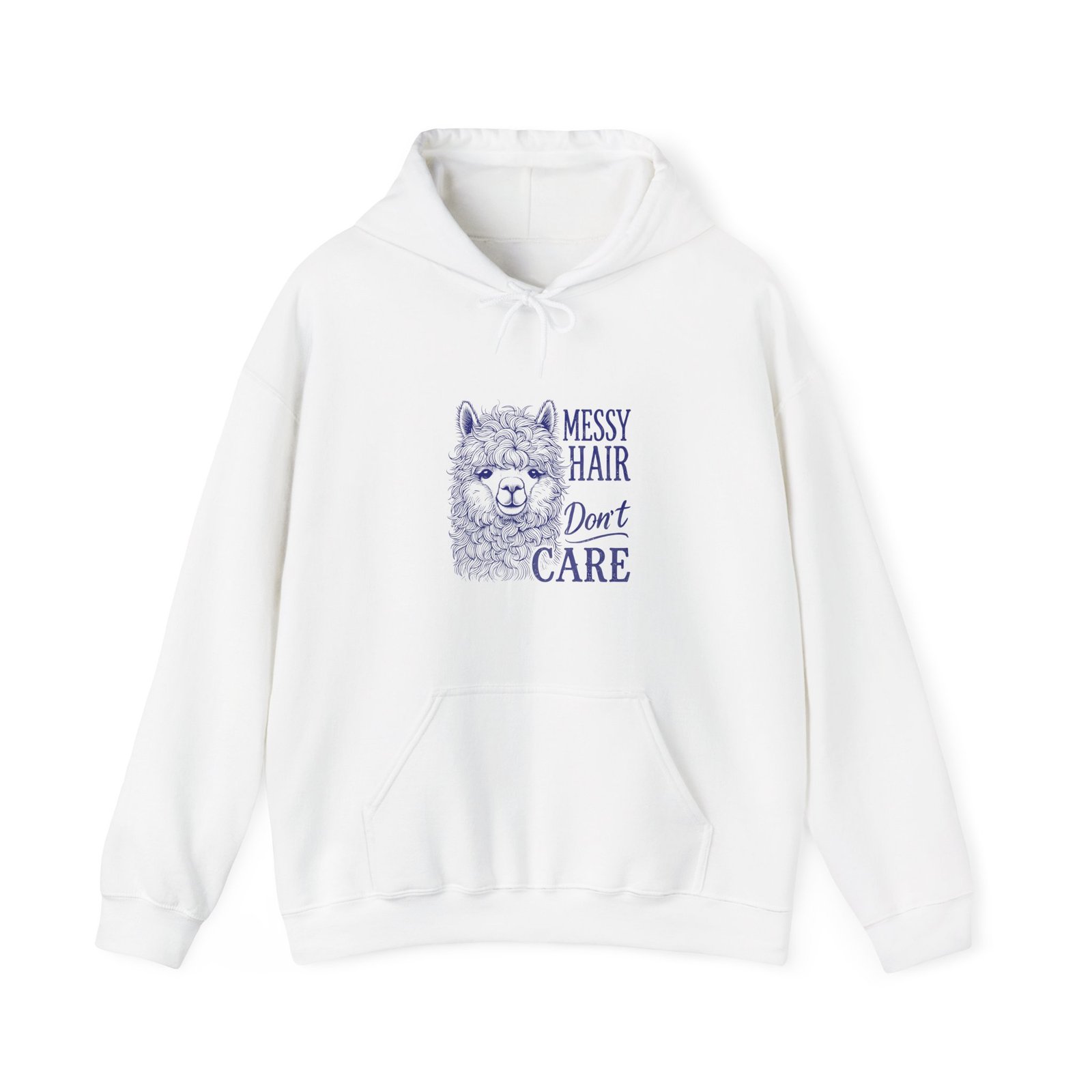 Cute Blue Llama with Messy Hair Graphic Design - Hoodie