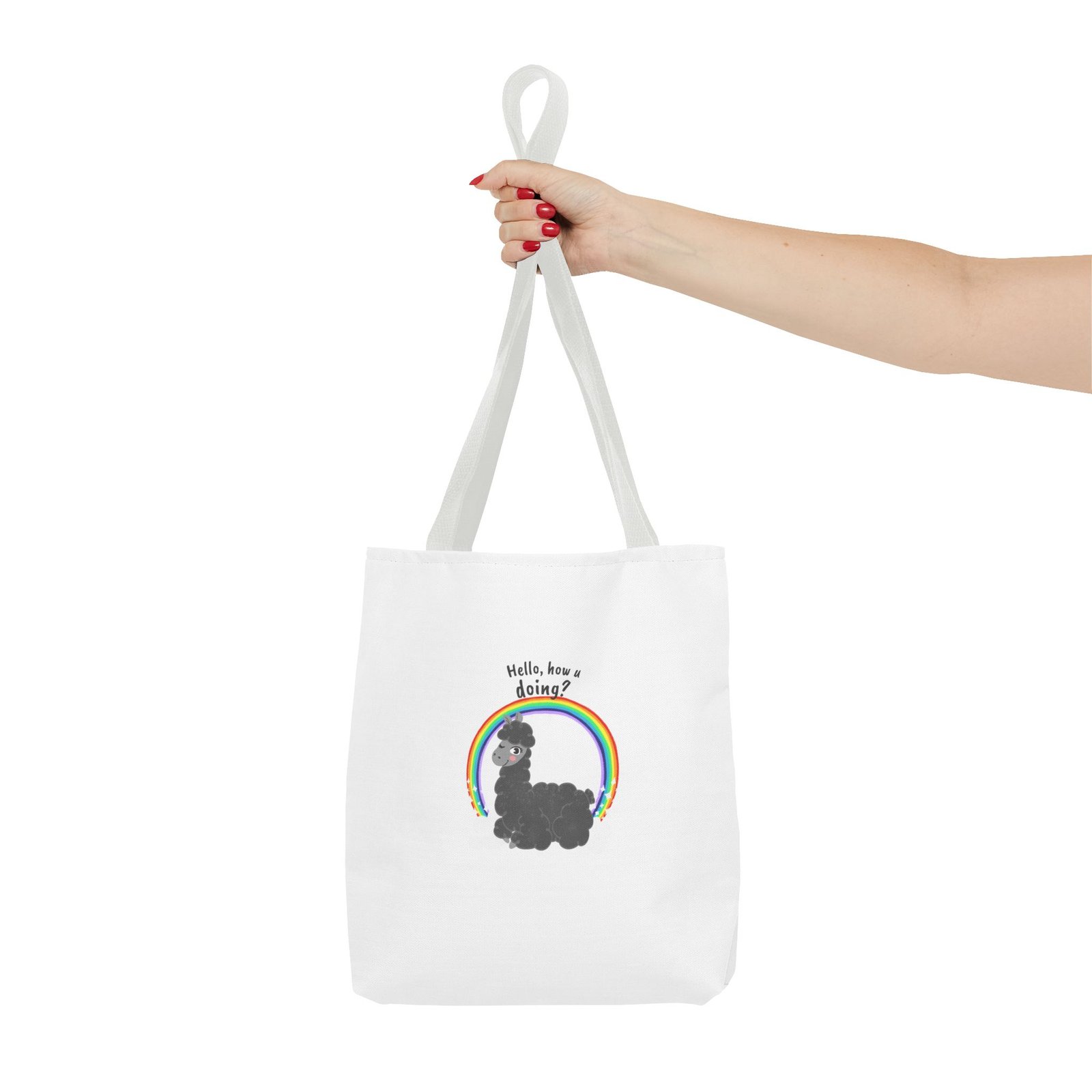Cute Friendly Alpaca Saying Hello How U Doing Design - Tote Bag - Image 4