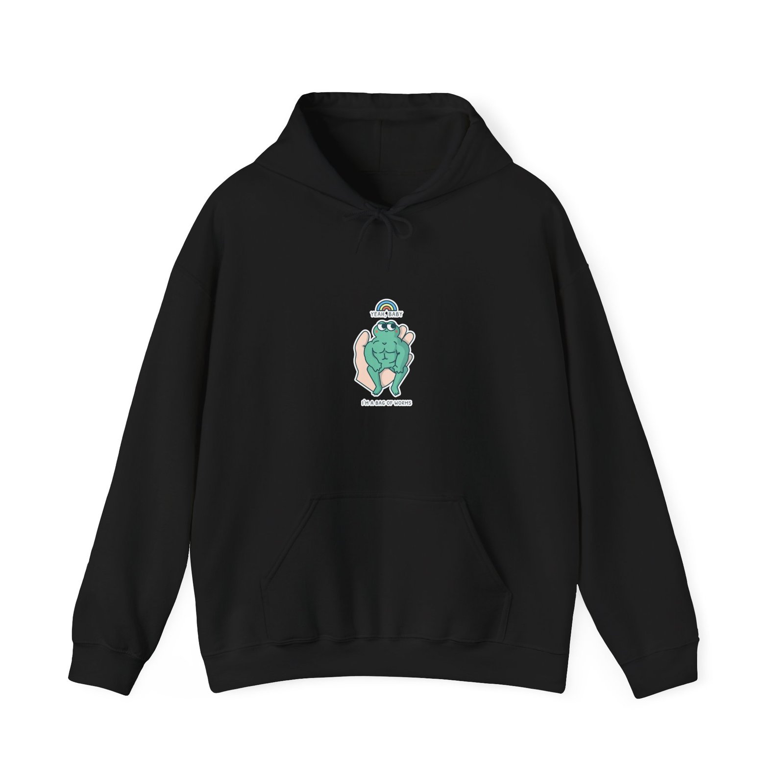 Yeah Baby Buff Frog Cartoon Muscle Fitness Illustration - Hoodie