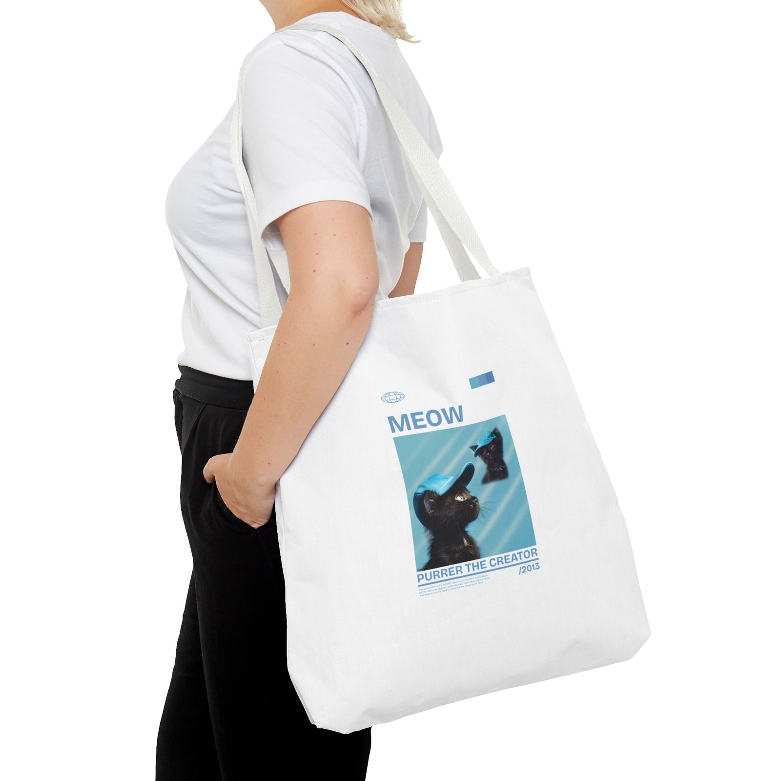 Playful Meow Cat Creator Graphic with Whiskers and Paws - Tote Bag - Image 12