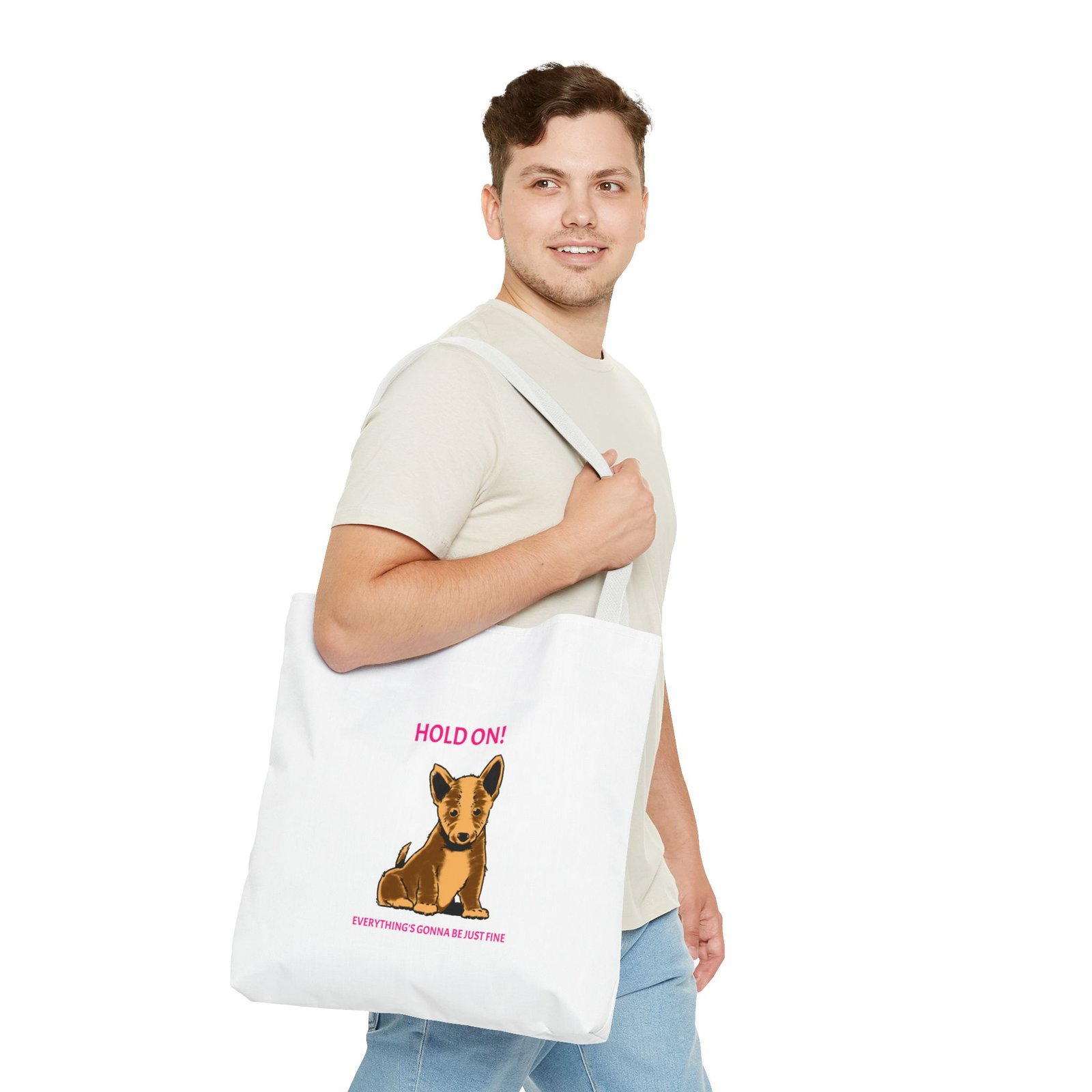 Hold On Dog Reassuring Heartwarming Graphic - Tote Bag - Image 11