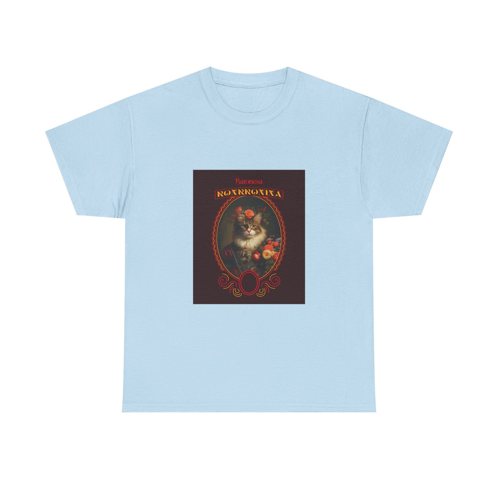 Baronessa Murronika Vintage Cat Illustration with Elegant Flair - T-shirt - Image 9