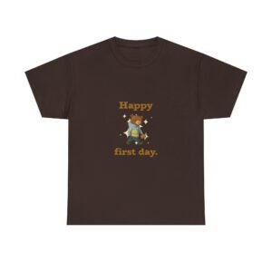 Cheerful Bear Celebrating Happy First Day Design - T-shirt